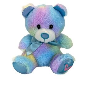 Walmart Pastel Teddy Bear 7" Plush Satin Ribbon Heart Detail